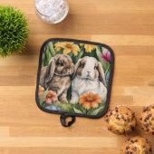 Twee kleine Lop konijntjes Pannenlap (Top down)