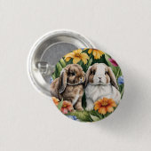 Twee kleine Lop konijntjes Ronde Button 3,2 Cm (Voorkant /achterkant)