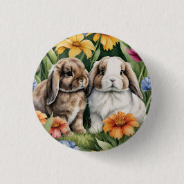 Twee kleine Lop konijntjes Ronde Button 3,2 Cm