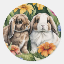 Twee kleine Lop konijntjes Ronde Sticker