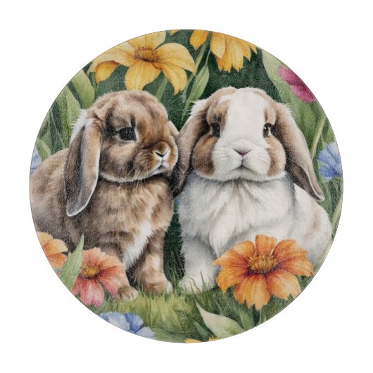 Twee kleine Lop konijntjes Snijplank (Voorkant)