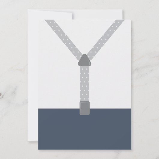 Twee kleine Mannen Baptisme-uitnodiging, blauw, gr Kaart (Achterkant)