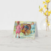 Twee kleine meisjes die een Turkse Thanksgiving zo Kaart (Gele Bloem)