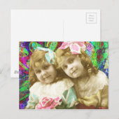 Twee  kleine meisjes digitale kunst briefkaart (Voorkant / Achterkant)