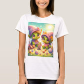 Twee kleine meisjes met een konijn en een konijn t-shirt (Voorkant)