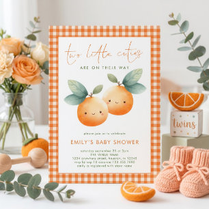 Twee Kleine Moppies Gingham Tweeling Baby Shower  Kaart