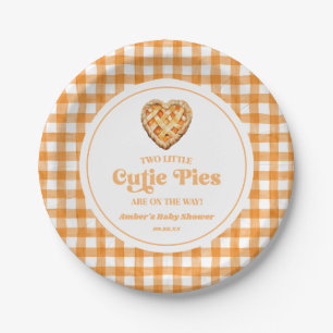 Twee Kleine Moppies Retro Tweeling Baby Shower Papieren Bordje