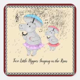 Twee kleine nijlpaarden zingen in de regen Sticker