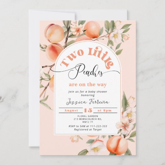 Twee kleine perziken zijn op de weg tweeling douch kaart (Voorkant)