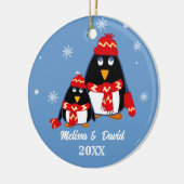 Twee kleine pinguïns aangepaste kerst keramisch ornament (Links)