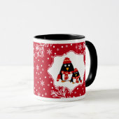 Twee kleine pinguïns | Eigen naam kerstcadeautje Mok (Voorkant rechts)