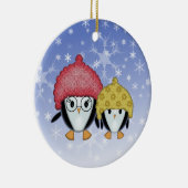 Twee kleine pinguïns kerstversiering keramisch ornament (Rechts)