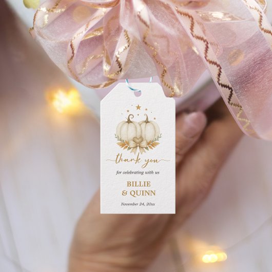 Twee Kleine Pompoen Baby Shower Bedank Geschenk Cadeaulabel