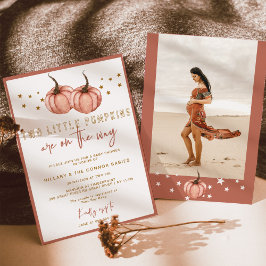 Twee kleine pompoen zijn op de weg TWIN Baby showe Kaart