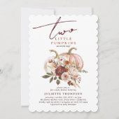 Twee kleine pompoenen Autumn Bloom Twin Baby showe Kaart (Voorkant)
