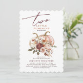 Twee kleine pompoenen Autumn Bloom Twin Baby showe Kaart (Staand voorkant)