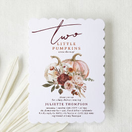 Twee kleine pompoenen Autumn Bloom Twin Baby showe Kaart