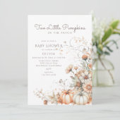 Twee kleine pompoenen Baby shower Kaart (Staand voorkant)