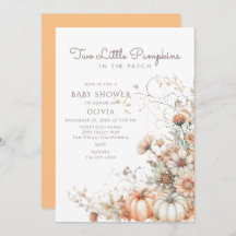 Twee kleine pompoenen Baby shower