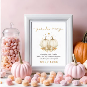 Twee Kleine Pompoenen Baby Shower Raadspel Bord Poster
