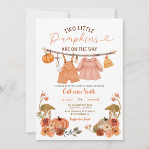 Twee kleine pompoenen Baby shower waslijn Bloemen Kaart
