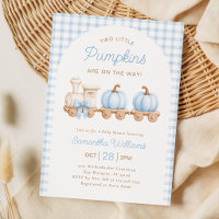 Twee Kleine Pompoenen Jongen Baby Shower Uitnodigi