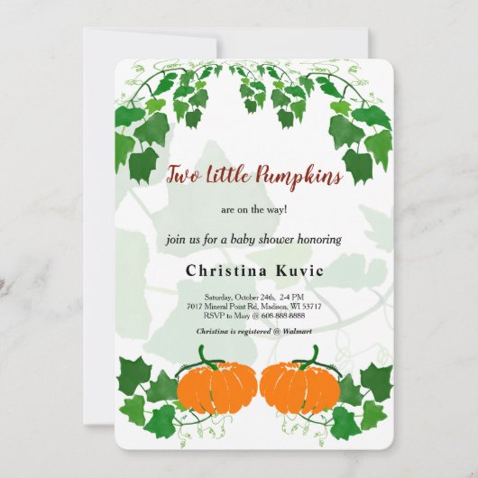 Twee Kleine Pompoenen Kaart (Voorkant)