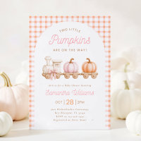 Twee Kleine Pompoenen Meisje Baby Shower Uitnodigi