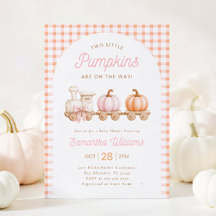 Twee Kleine Pompoenen Meisje Baby Shower Uitnodigi Kaart