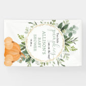 Twee kleine pompoenen met baby shower achtergrond spandoek (Horizontaal)