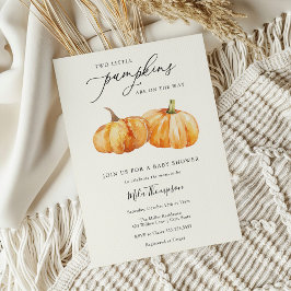 Twee kleine pompoenen met twee Baby showers uitnod Kaart