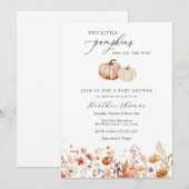 Twee kleine pompoenen rustieke Baby shower uitnodi Kaart (Voorkant / Achterkant)