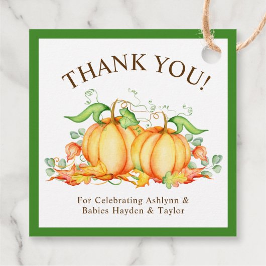 Twee kleine pompoenen tweeling Baby shower dank u Bedankjes Labels (Achterkant)