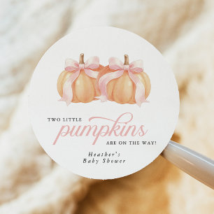 Twee Kleine Pompoenen Tweeling Baby Shower Ronde Sticker