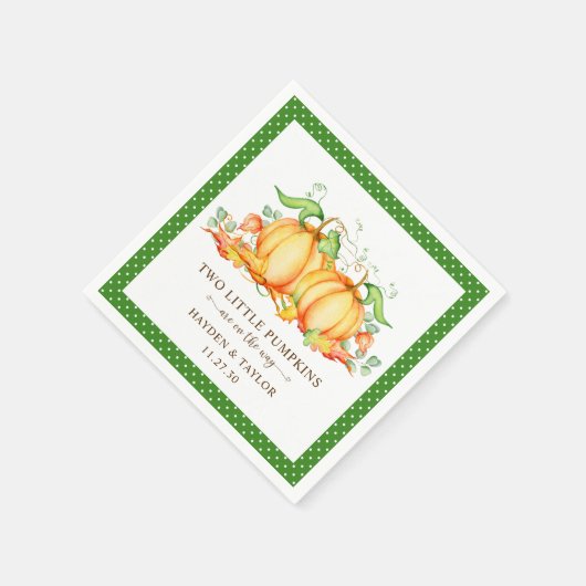 Twee kleine pompoenen tweeling Baby shower Servet (Hoek)