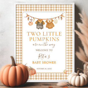 Twee Kleine Pompoenen Tweeling Baby Shower Welkom Poster