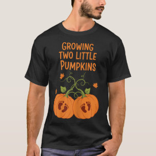 Twee kleine pompoenen tweeling Herfst zwangerschap T-shirt