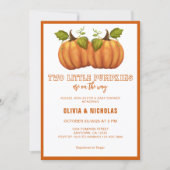 Twee kleine pompoenen tweeling moderne Herfst Baby Kaart (Voorkant)