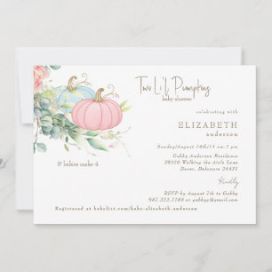 Twee Kleine Pompoenen Tweeling Roze & Blauwe Baby  Kaart