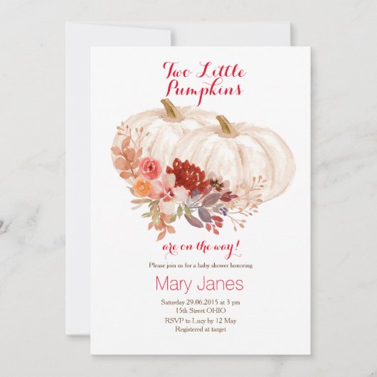 Twee kleine pompoenen Twin White Kaart (Voorkant)