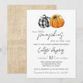 Twee kleine pompoenen zonnebloemen Baby shower Kaart (Voorkant / Achterkant)