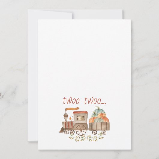 Twee kleine pompoentram voor twee weken, tweede ve kaart (Achterkant)