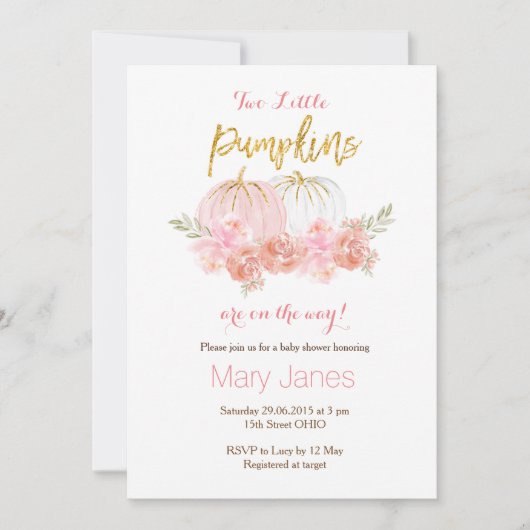Twee kleine pompoenuitnodiging Twin nodig Kaart (Voorkant)
