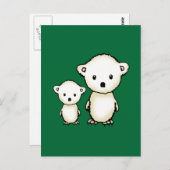 Twee kleine poolse Beren Briefkaart (Voorkant / Achterkant)