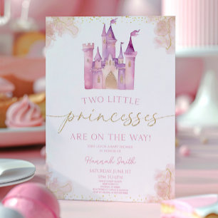 Twee kleine prinsessen Castle Twins Baby shower Kaart