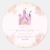 Twee kleine prinsessen Castle Twins Baby shower Ronde Sticker (Voorkant)