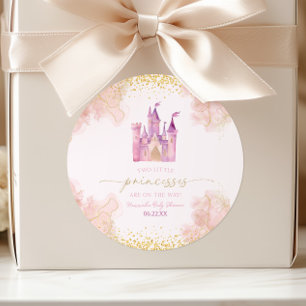 Twee Kleine Prinsessen Kasteel Tweeling Baby Borre Ronde Sticker