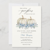 Twee kleine Pumpkins Blue Baby shower Uitnodiging (Voorkant)