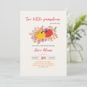 Twee kleine Pumpkins herfst twin baby shower Kaart (Staand voorkant)