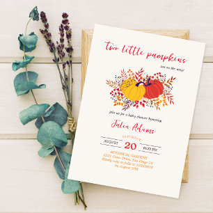 Twee kleine Pumpkins herfst twin baby shower Kaart